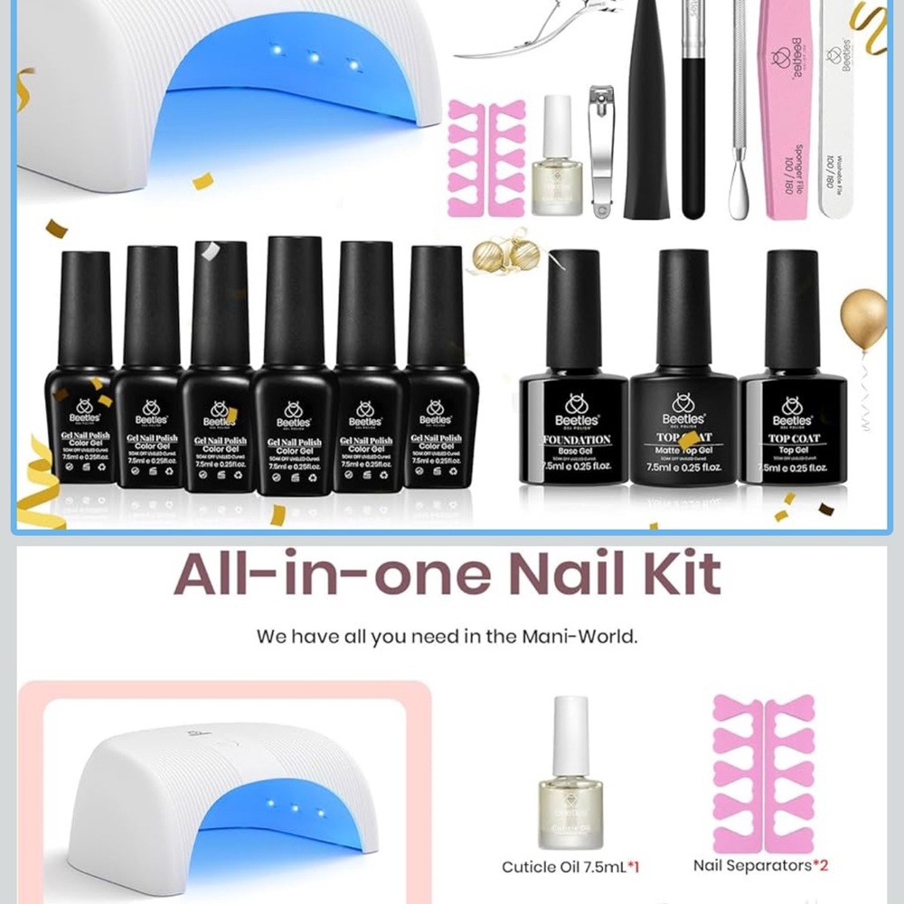 Beetles All-in-One Nail Kit with LED Lamp and Polish Set